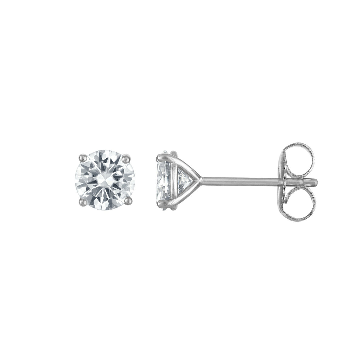 Classic Round Moissanite Studs, Martini Setting