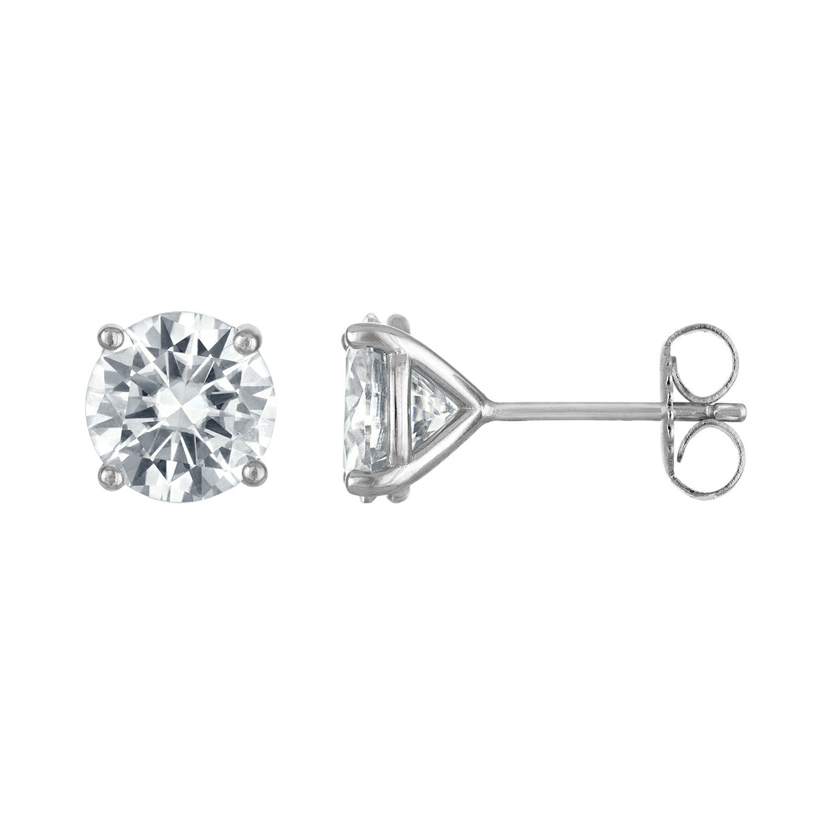 Classic Round Moissanite Studs, Martini Setting