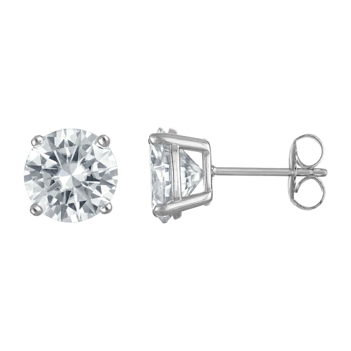 Classic Round Moissanite Studs, Basket Setting
