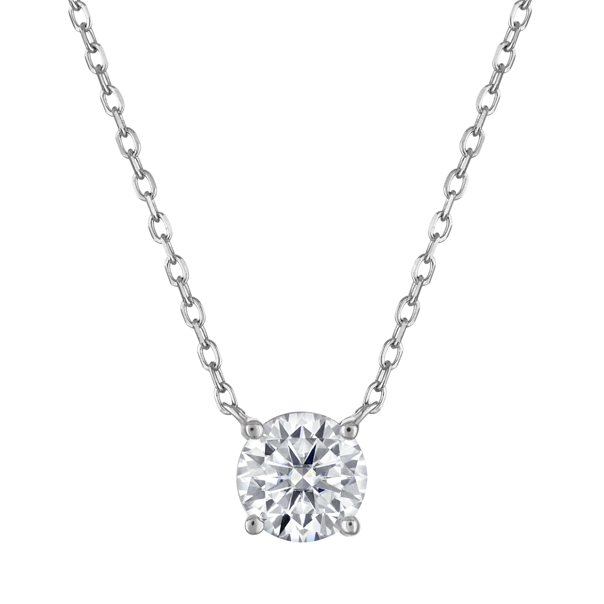 Round Moissanite Solitaire Necklace, 1 ct