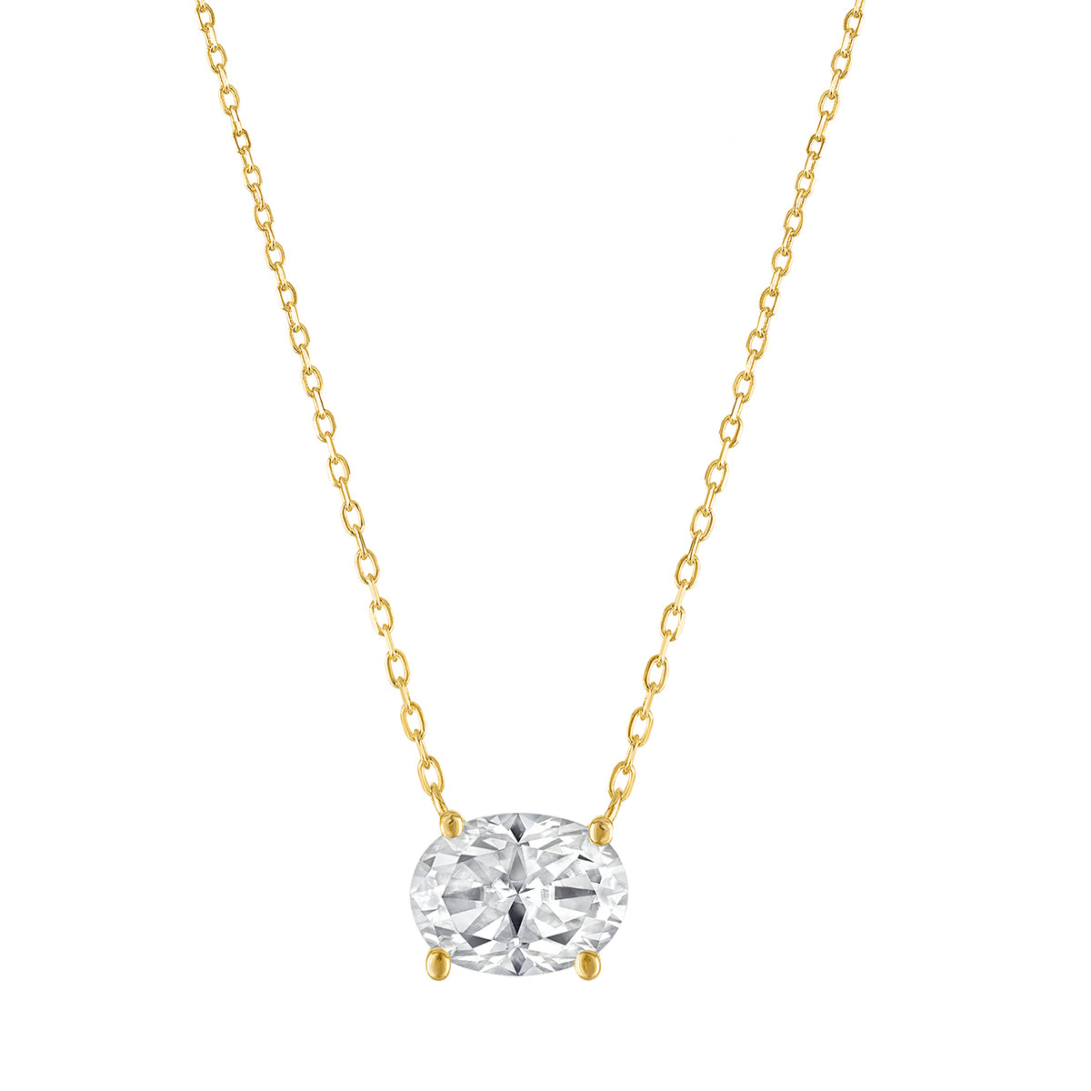 Sideways Oval Moissanite Necklace, 2.5 ct