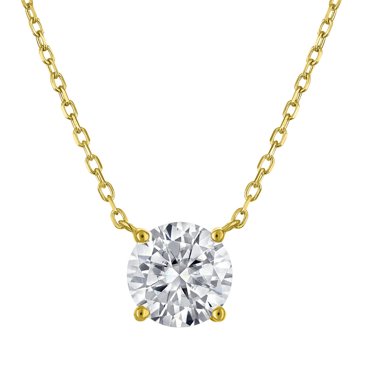 Round Moissanite Solitaire Necklace, 2 ct