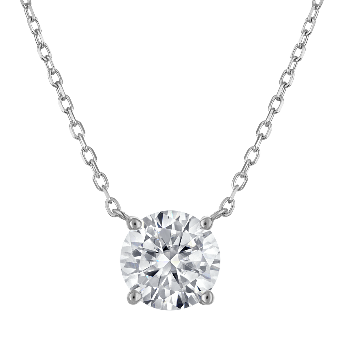 Round Moissanite Solitaire Necklace, 2 ct