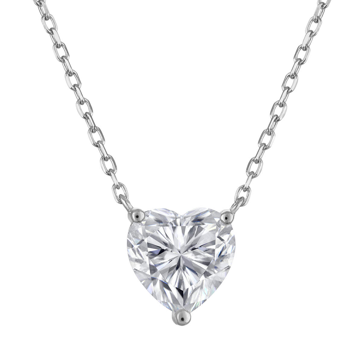 Heart Moissanite Necklace, 2 ct
