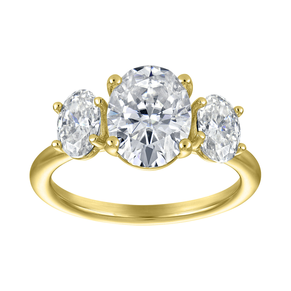 Three-Stone Oval Moissanite Ring