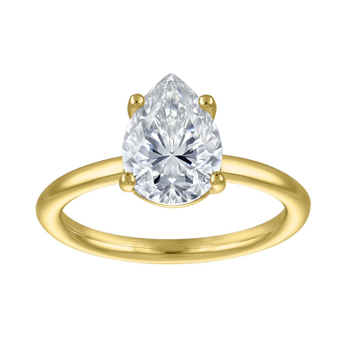 Pear Moissanite Solitaire Ring, 2 ct