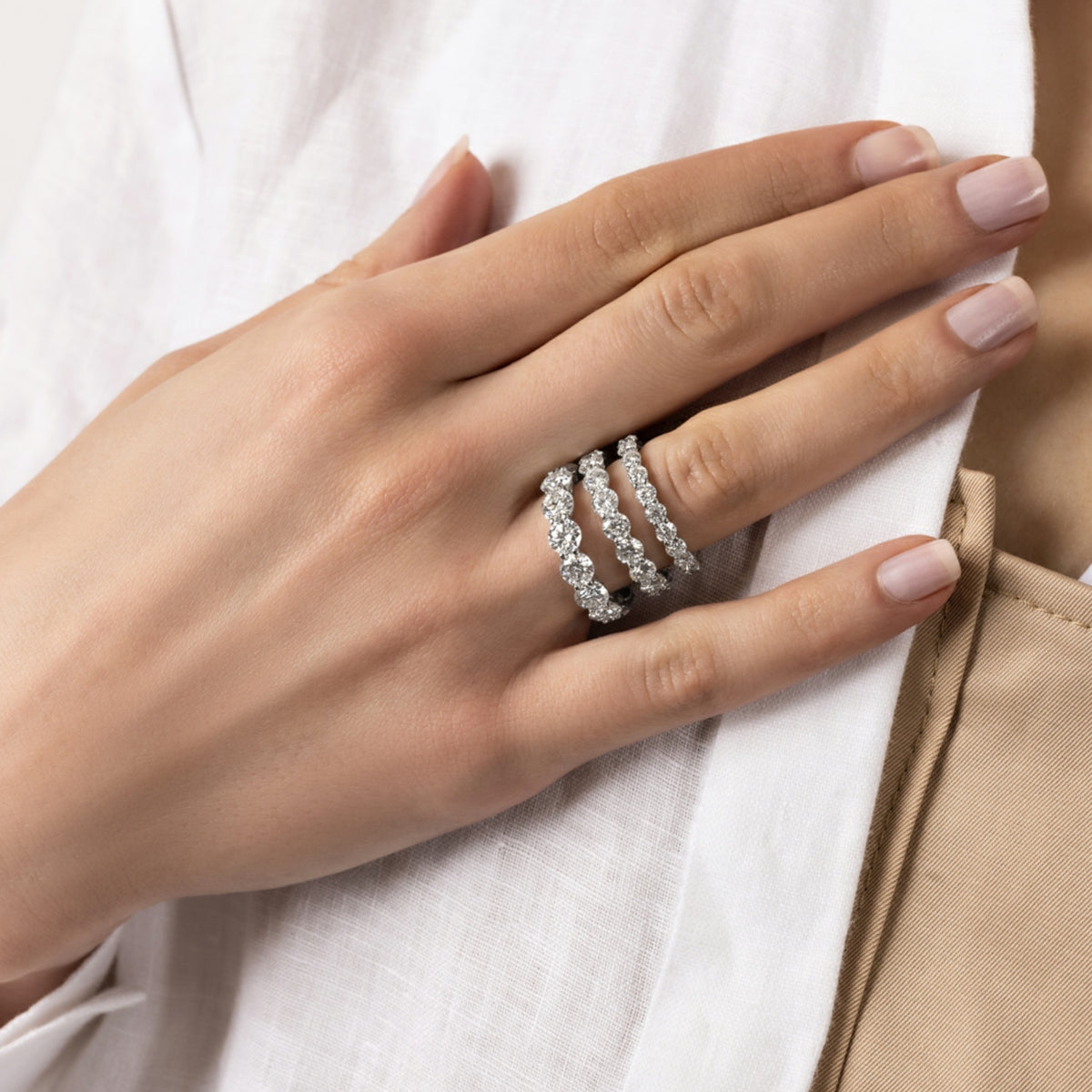 Round Moissanite Eternity Band