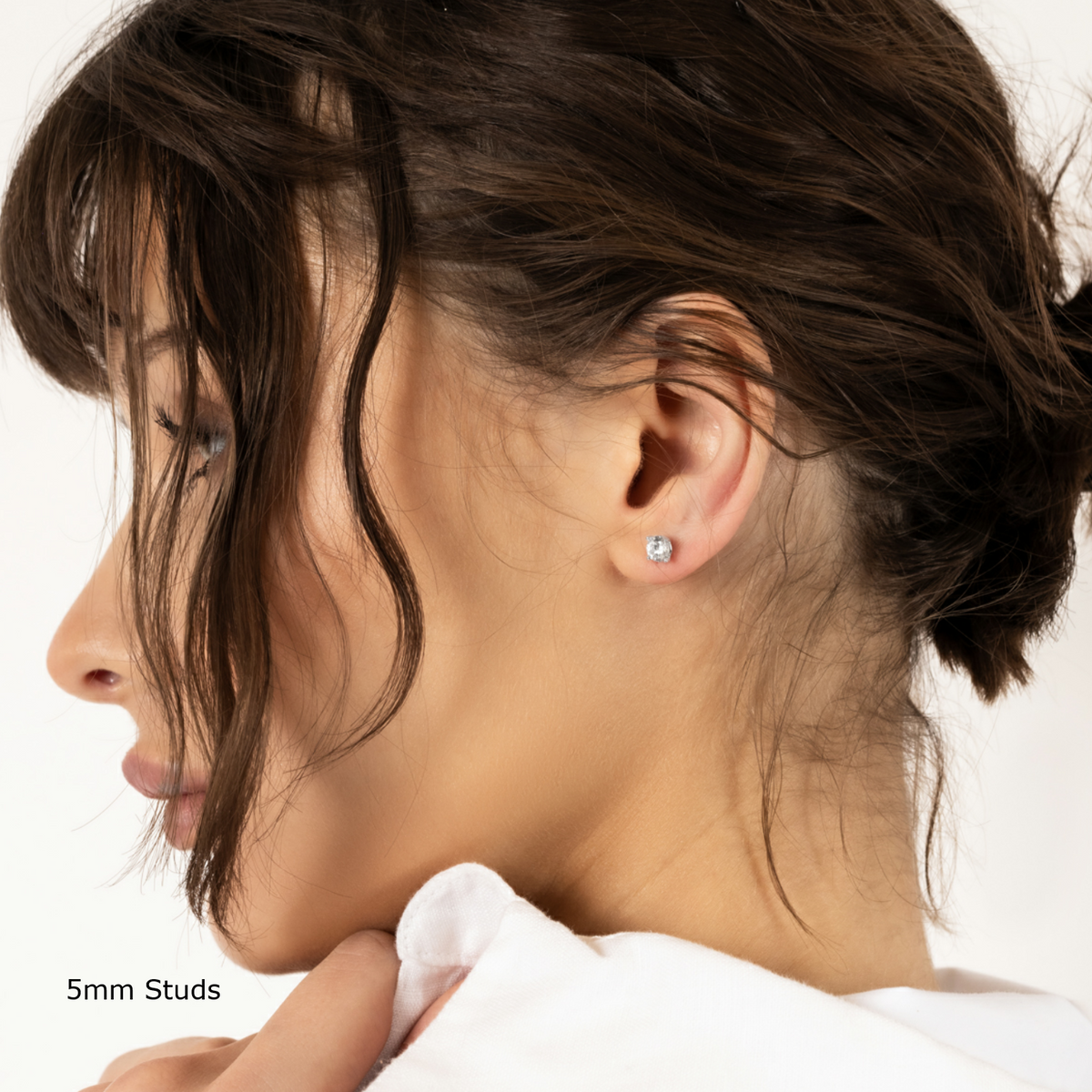 Classic Round Moissanite Studs, Basket Setting