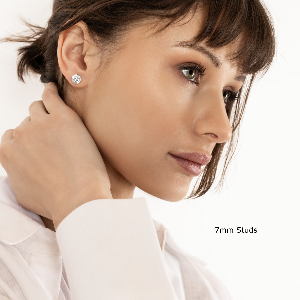 Classic Round Moissanite Studs, Basket Setting