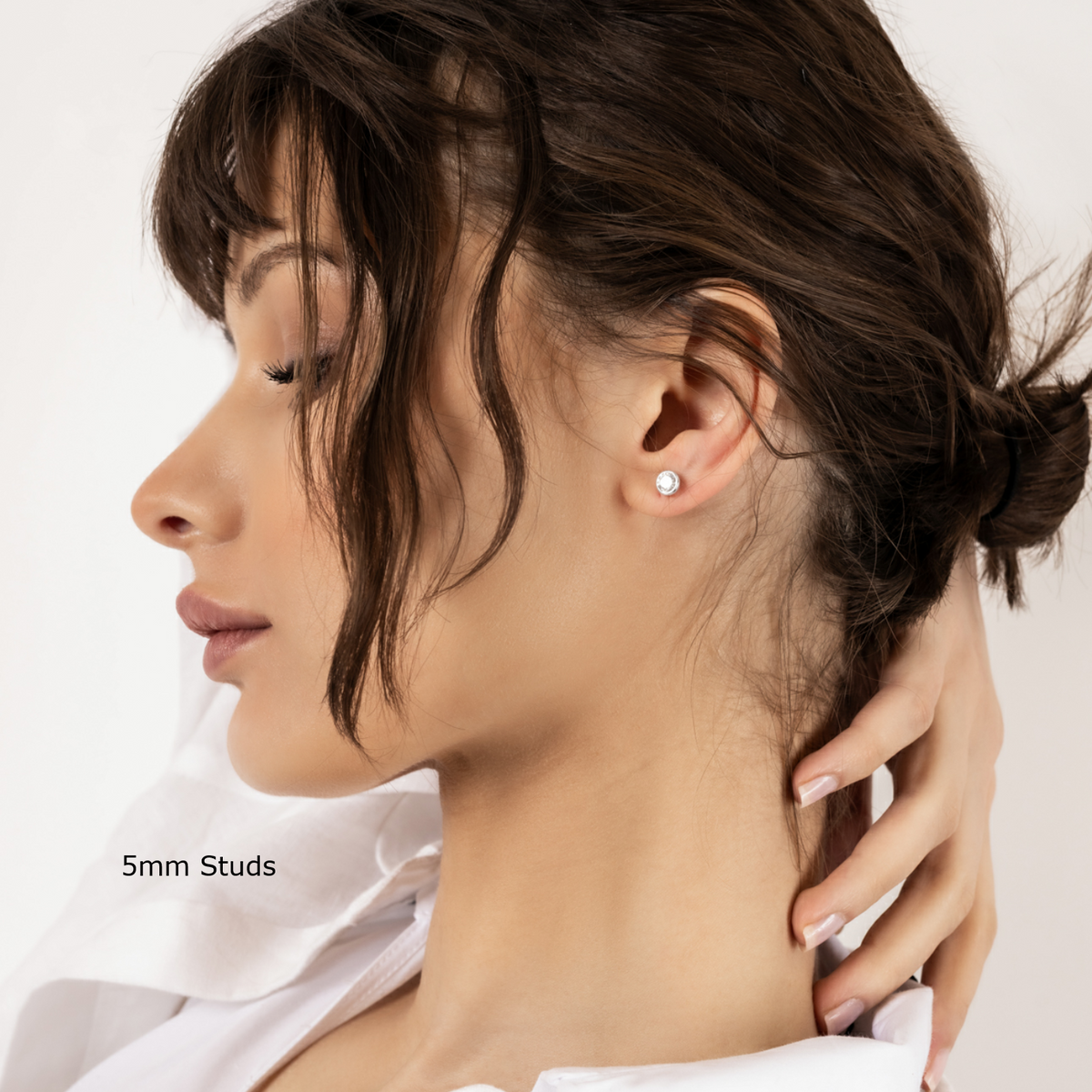 Bezel-Set Round Moissanite Studs