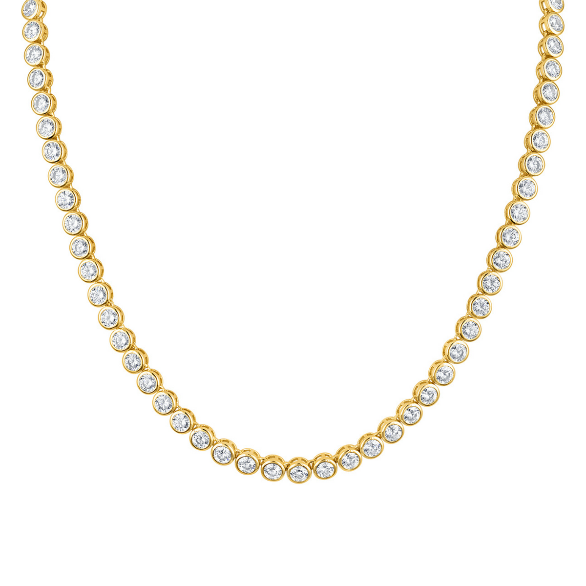Bezel Tennis Necklace, Gold