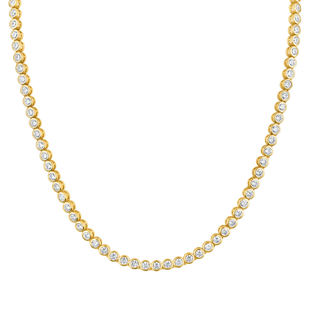 Bezel Tennis Necklace, Gold
