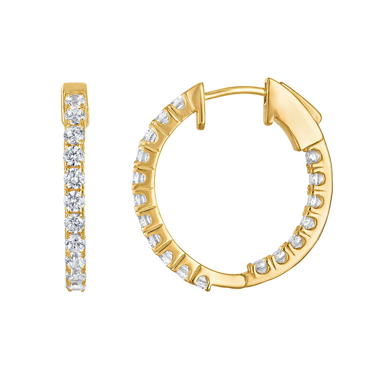 Inside-Out Moissanite Hoops, Gold