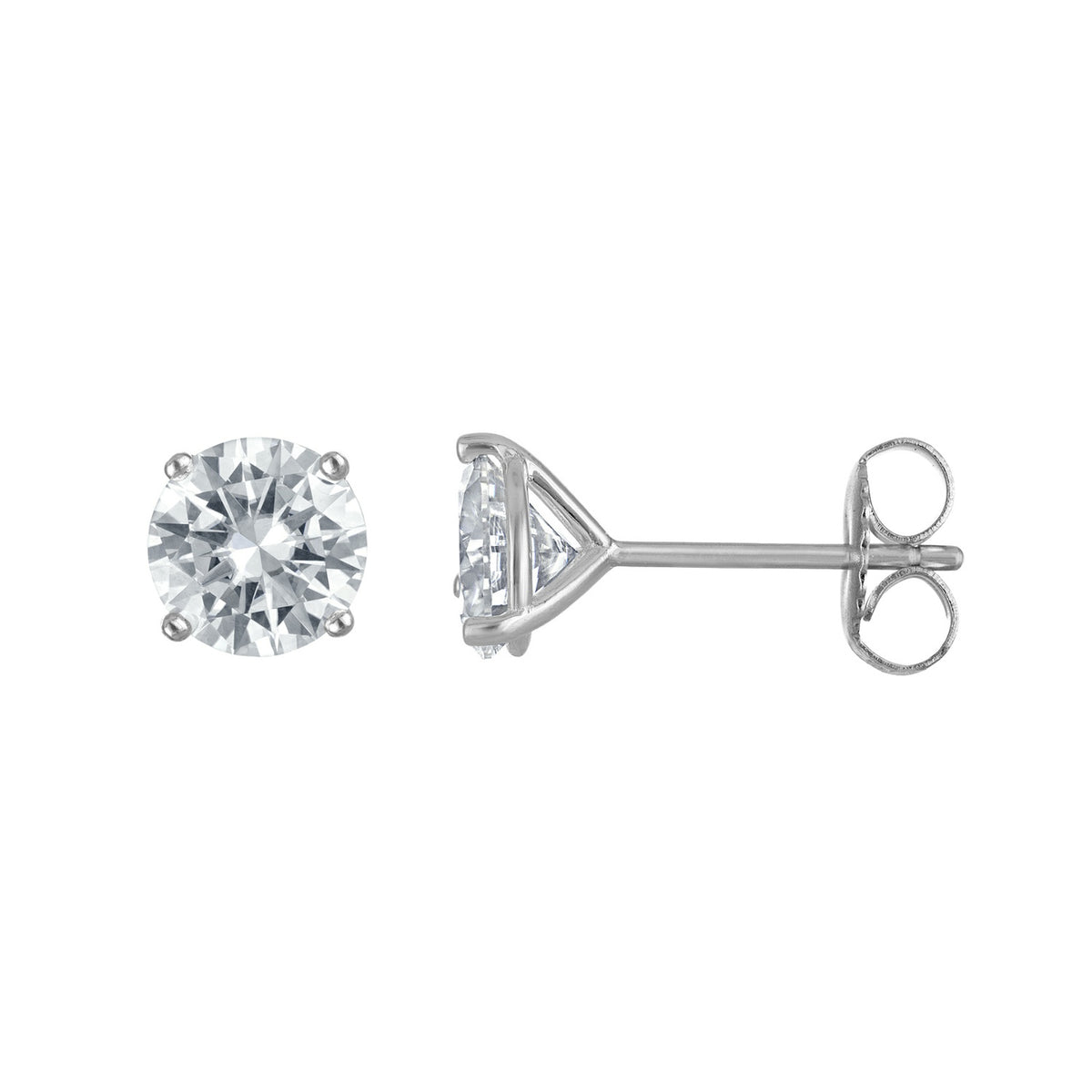 Classic Round Moissanite Studs, Martini Setting