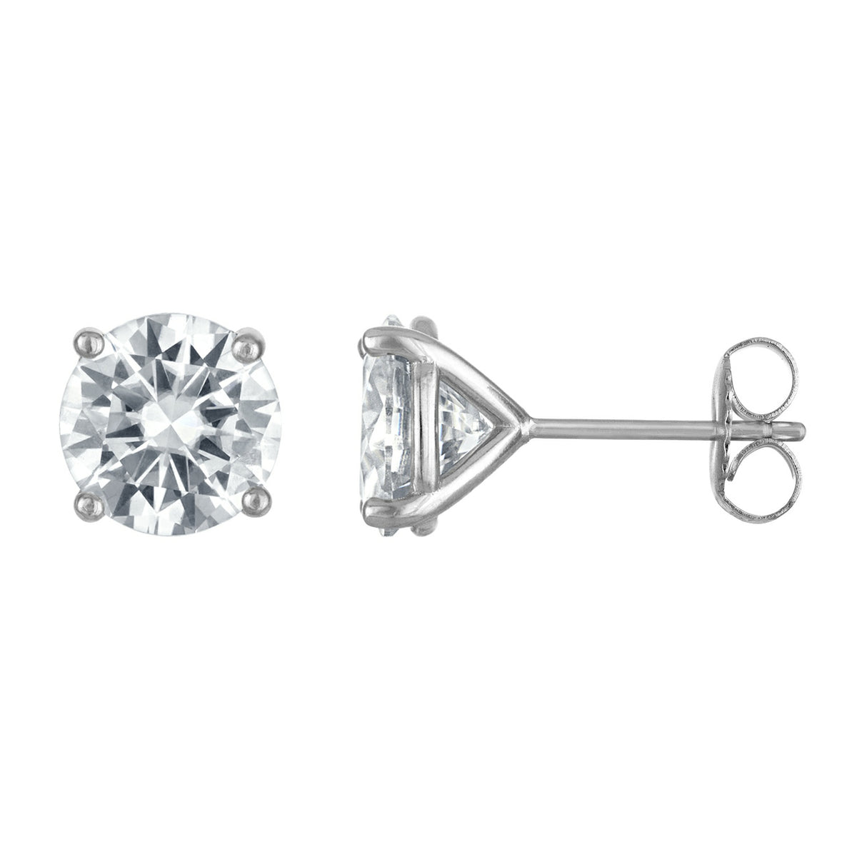 Classic Round Moissanite Studs, Martini Setting