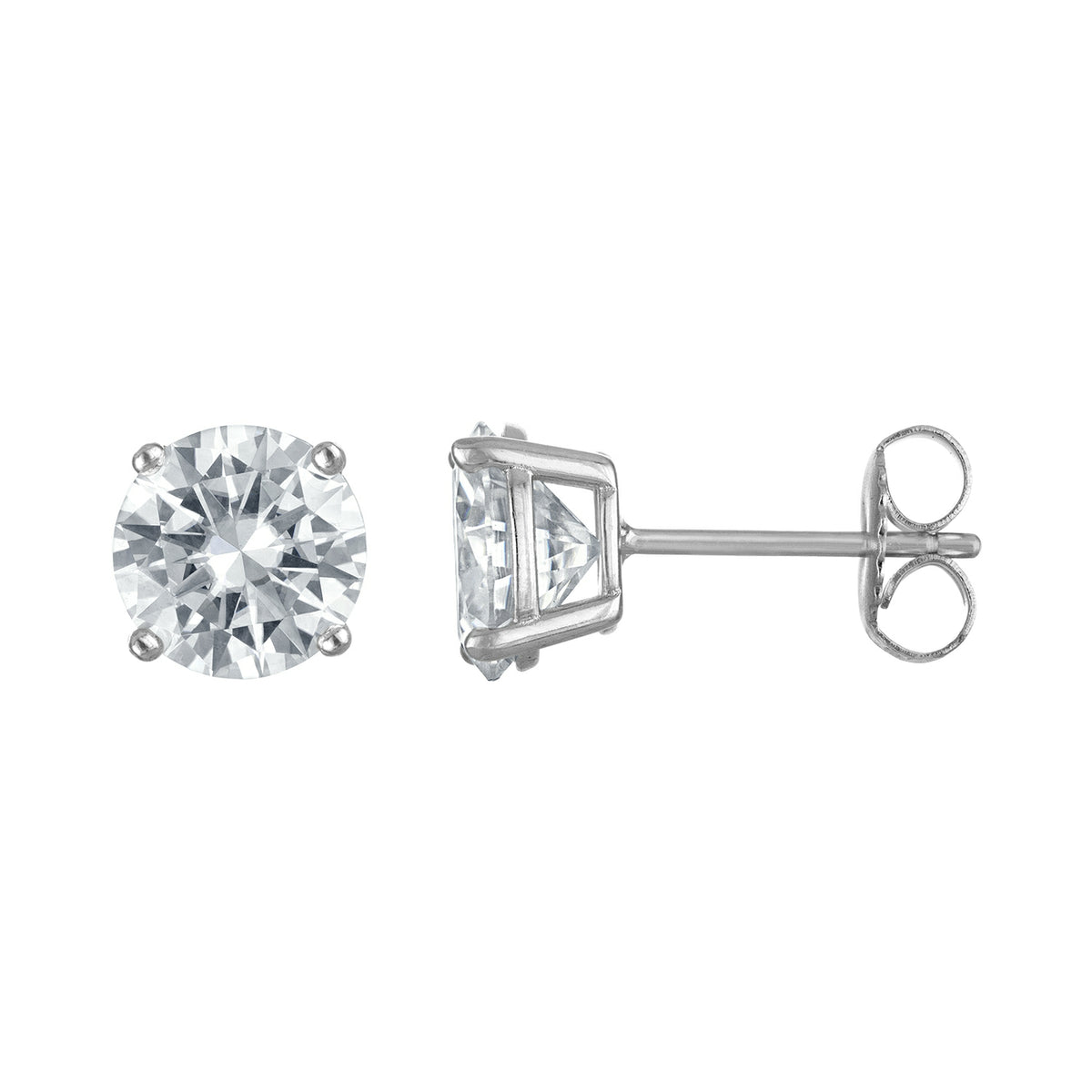 Classic Round Moissanite Studs, Basket Setting