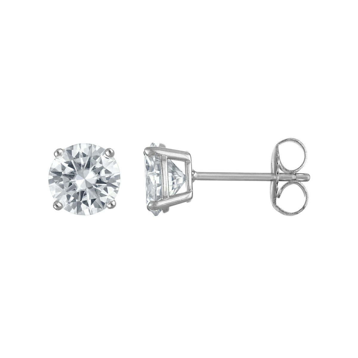 Classic Round Moissanite Studs, Basket Setting