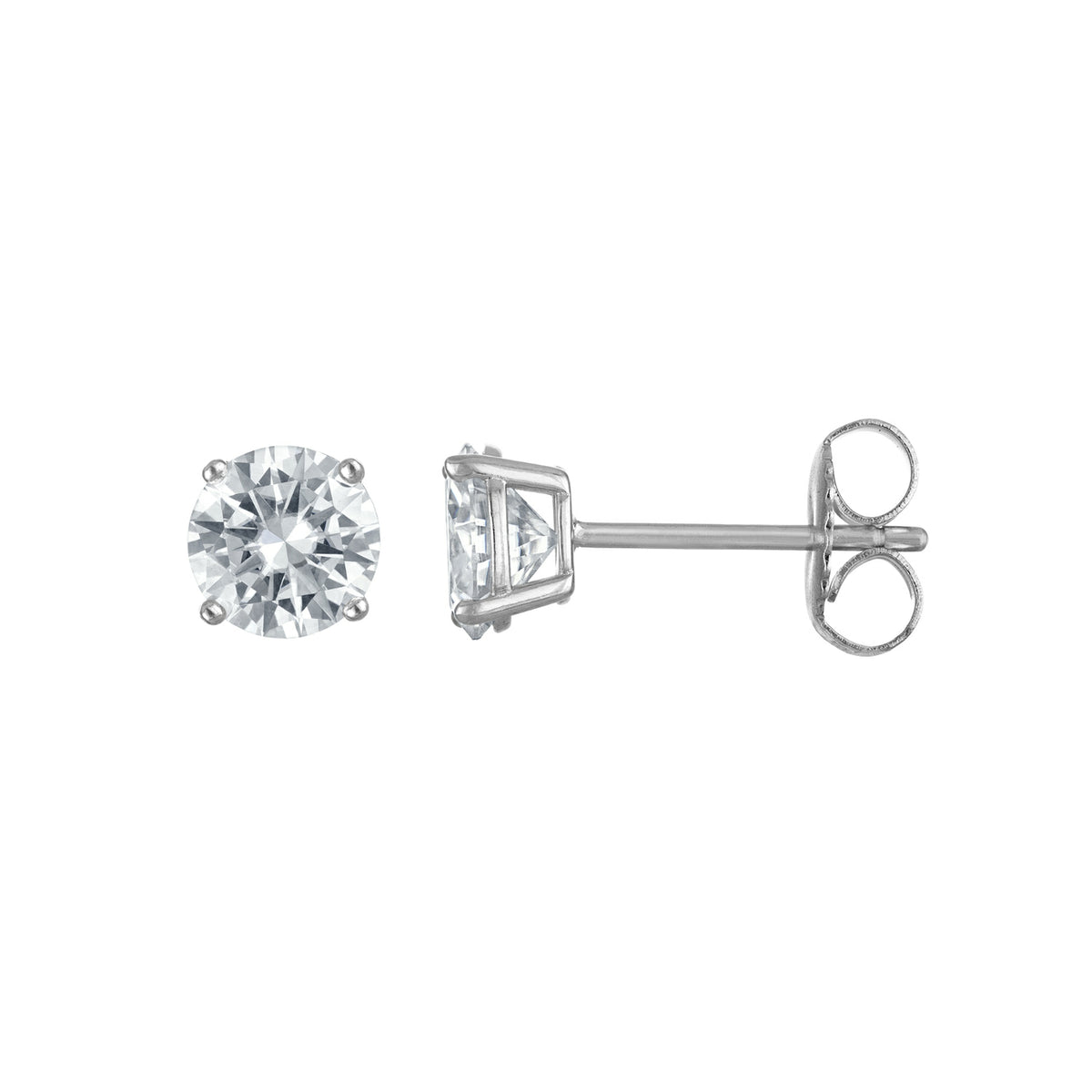 Classic Round Moissanite Studs, Basket Setting