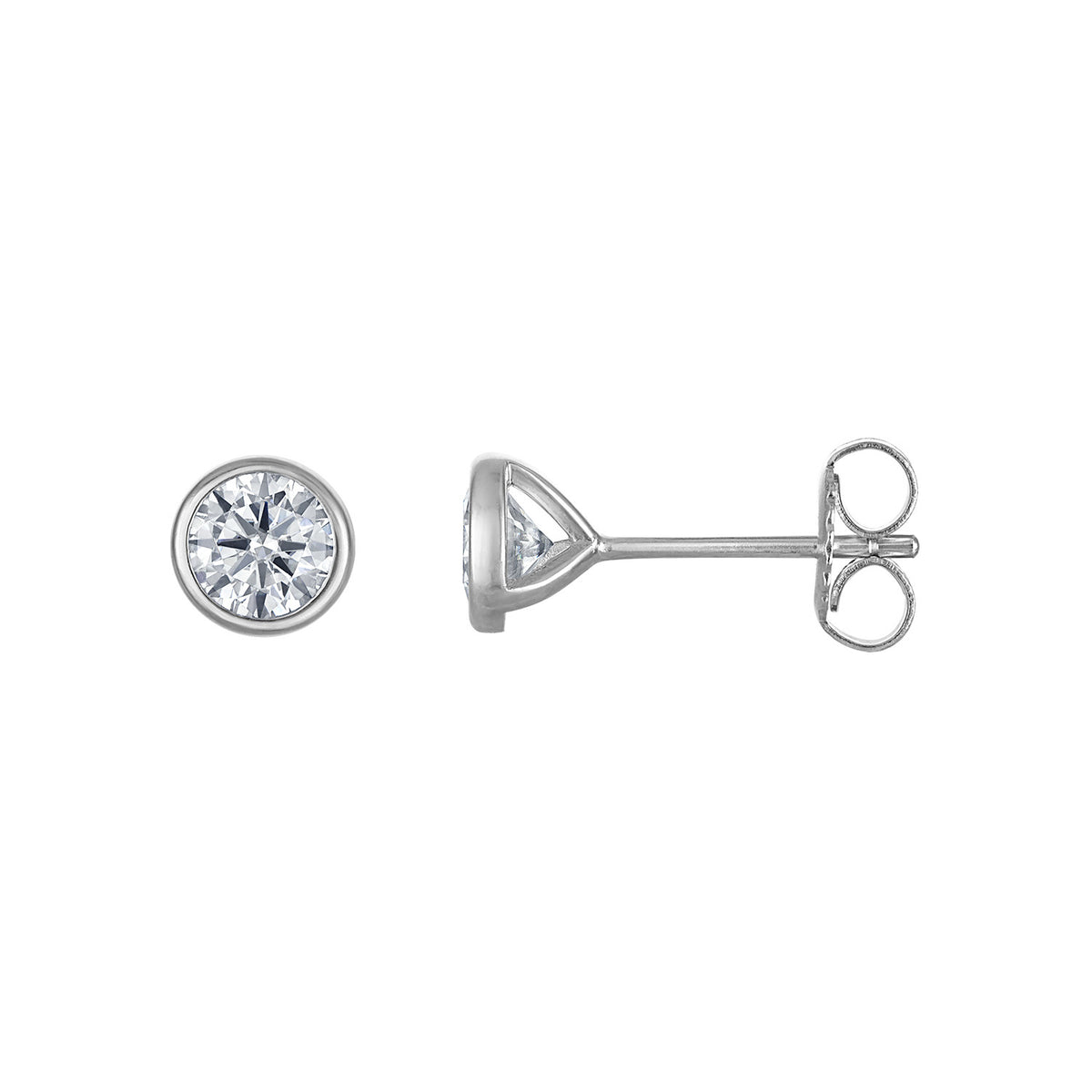 Bezel-Set Round Moissanite Studs