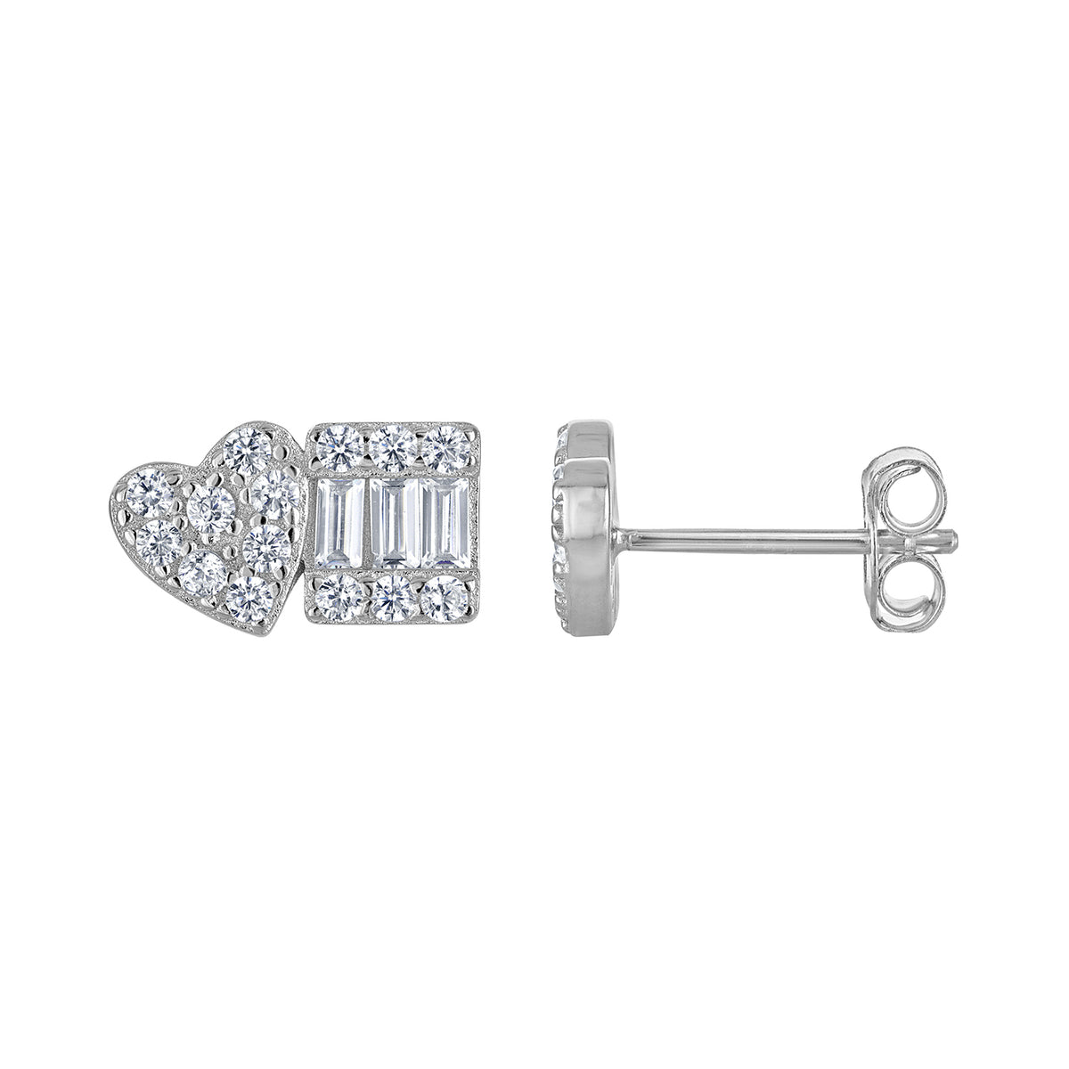 Heart & Baguette Earrings