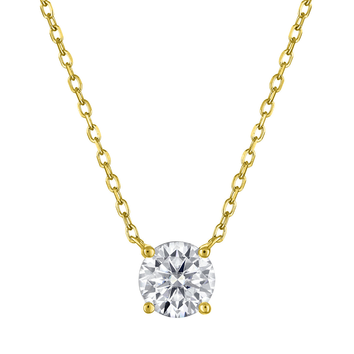 Round Moissanite Solitaire Necklace, 1 ct