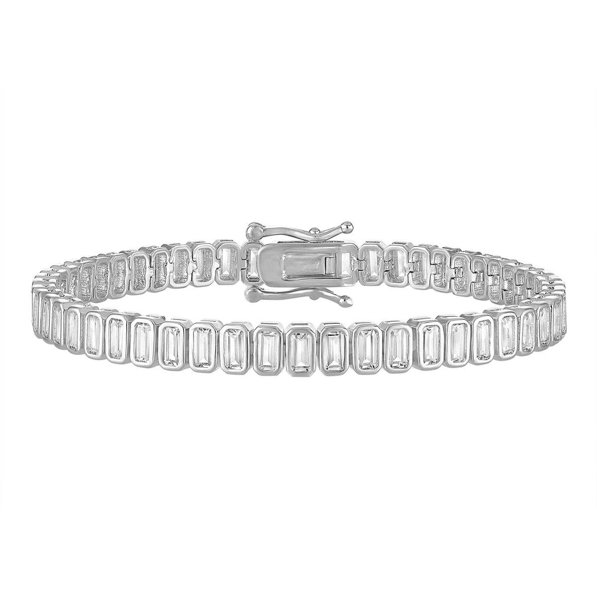 Emerald-Cut Bezel Tennis Bracelet, Petite