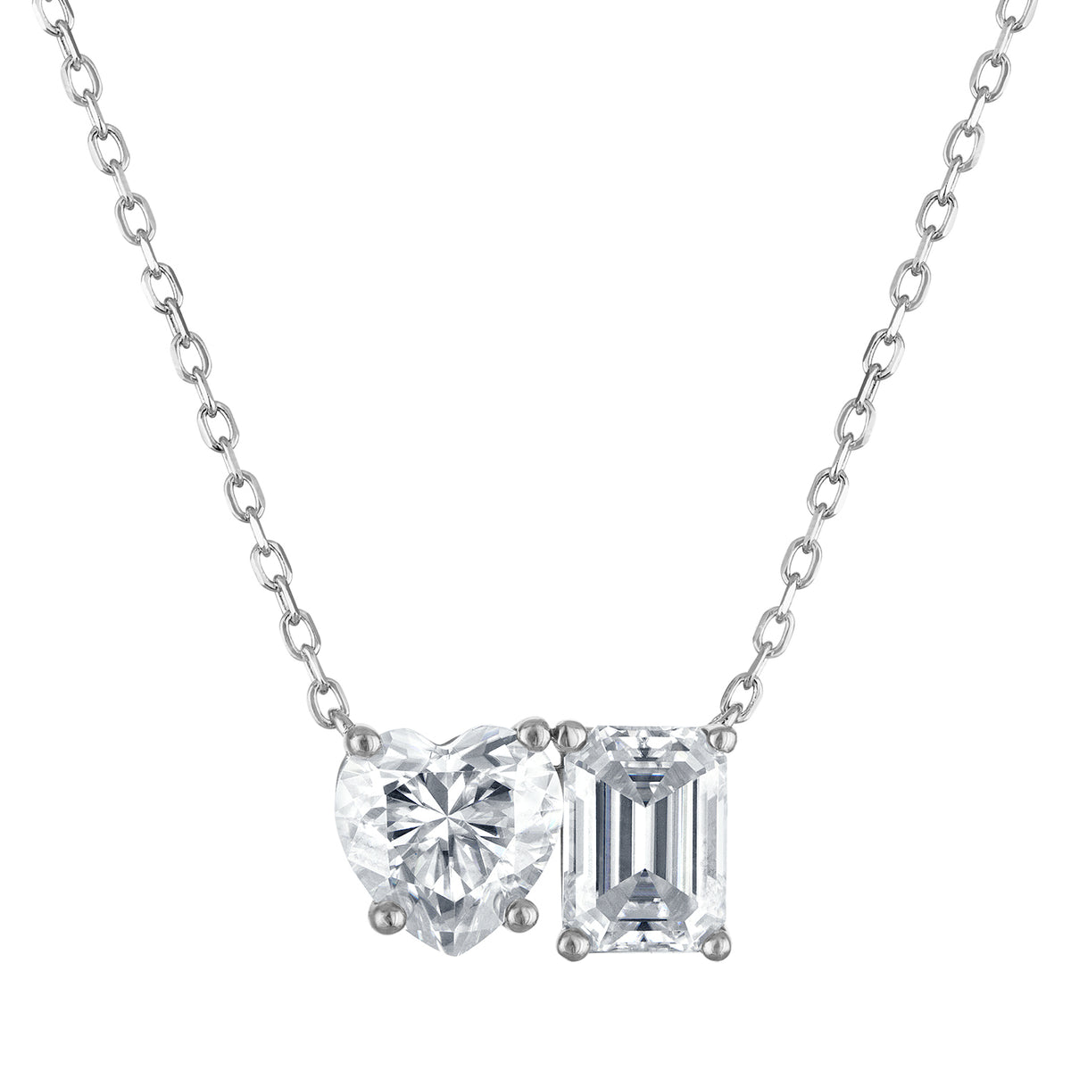 Heart & Emerald-Cut Moissanite Necklace