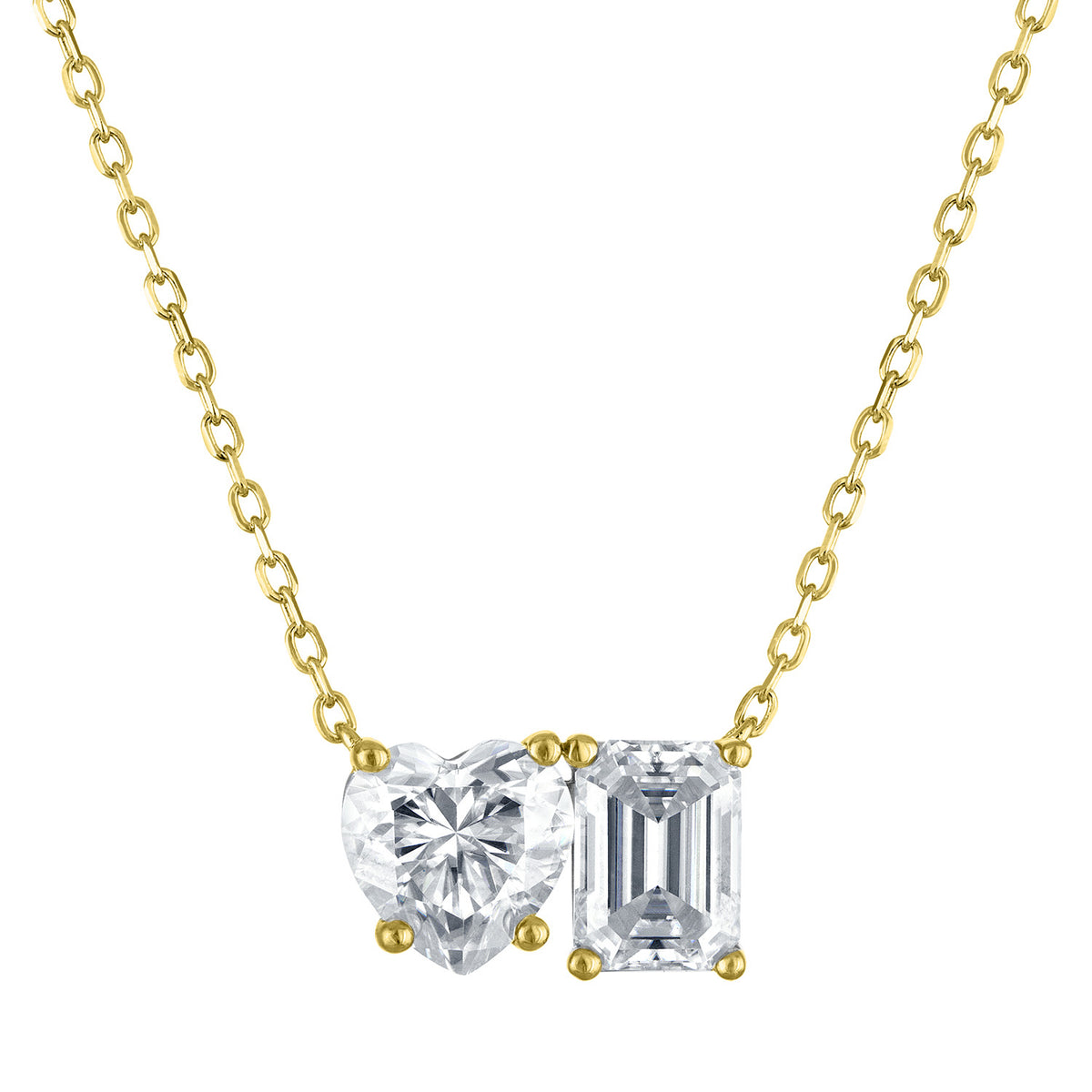 Heart & Emerald-Cut Moissanite Necklace