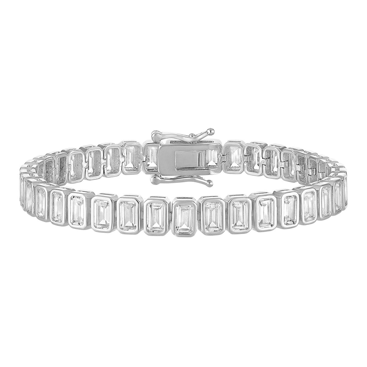 Emerald-Cut Bezel Tennis Bracelet, Petite
