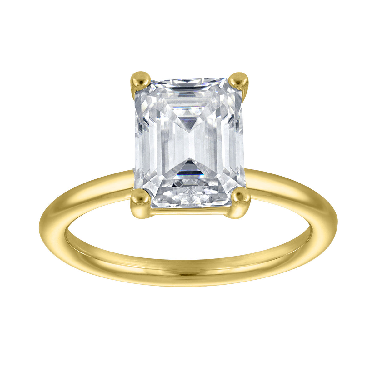 Emerald Moissanite Solitaire Ring, 2 ct