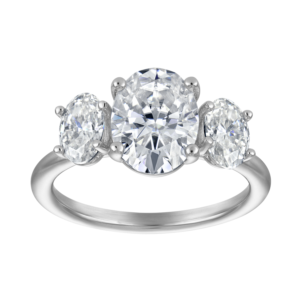 Three-Stone Oval Moissanite Ring