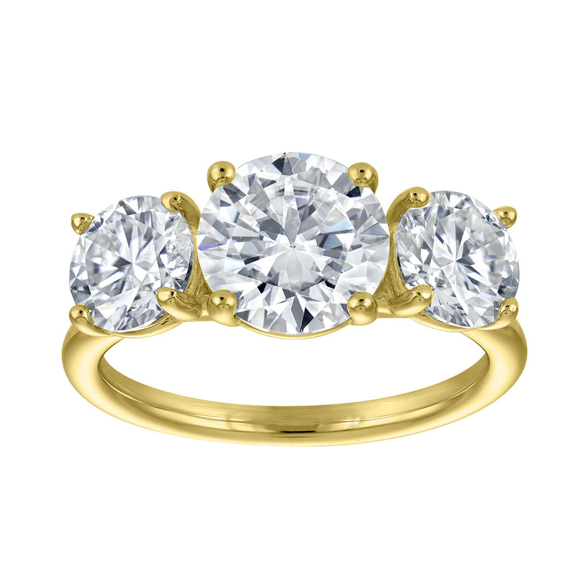 Three-Stone Round Moissanite Ring
