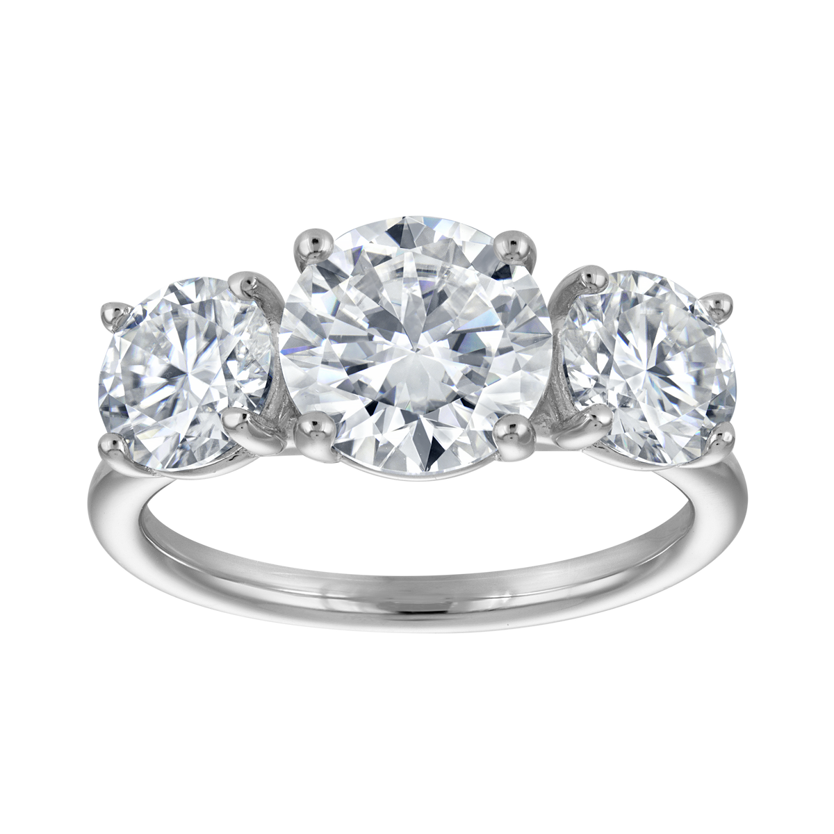 Three-Stone Round Moissanite Ring