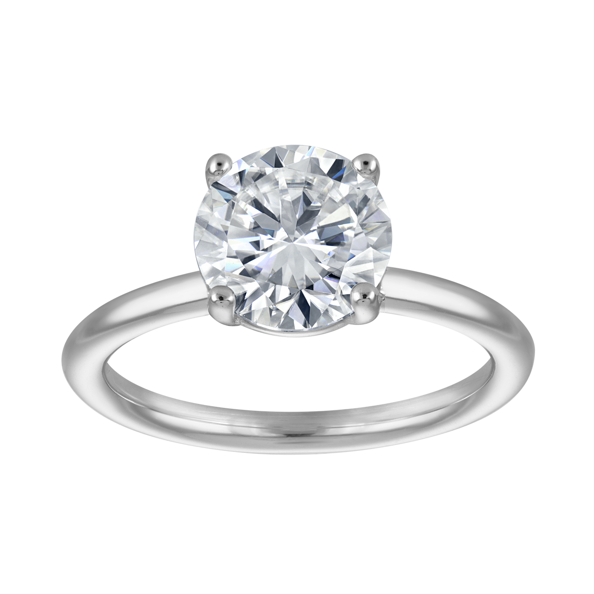 Round Moissanite Solitaire Ring, 2 ct