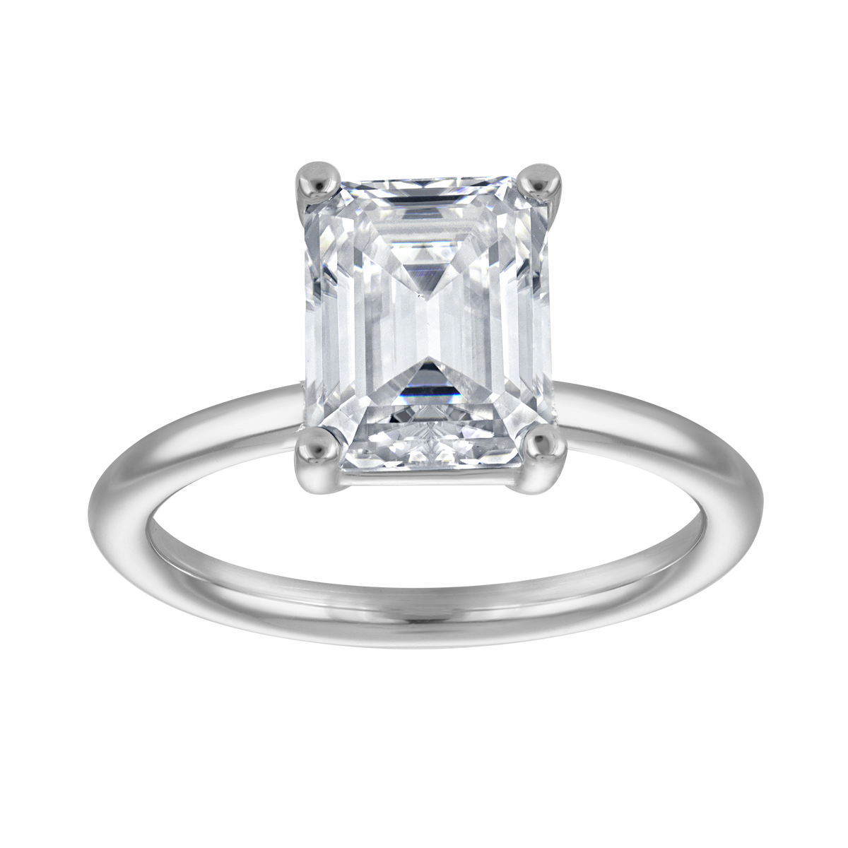 Emerald Moissanite Solitaire Ring, 2 ct