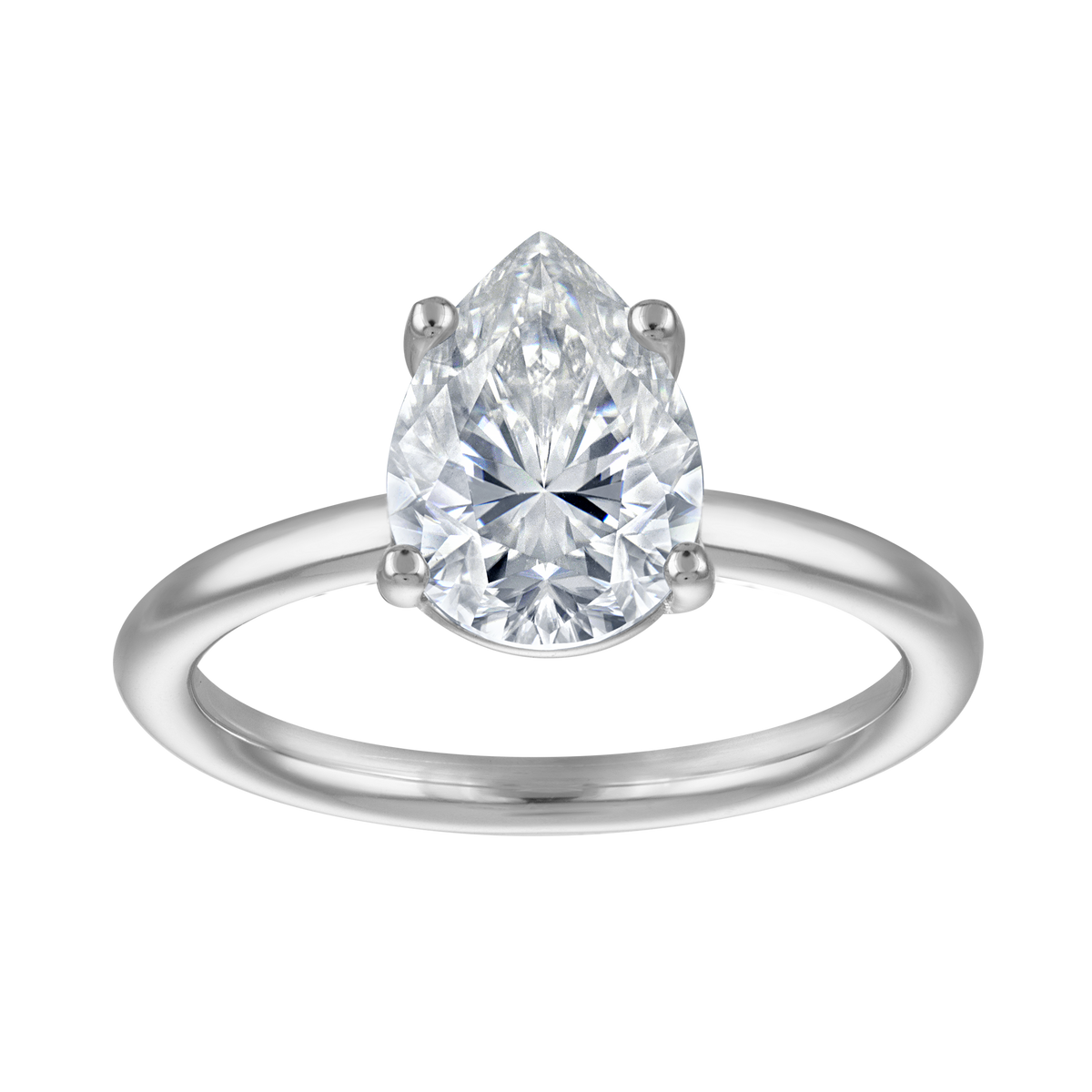 Pear Moissanite Solitaire Ring, 2 ct