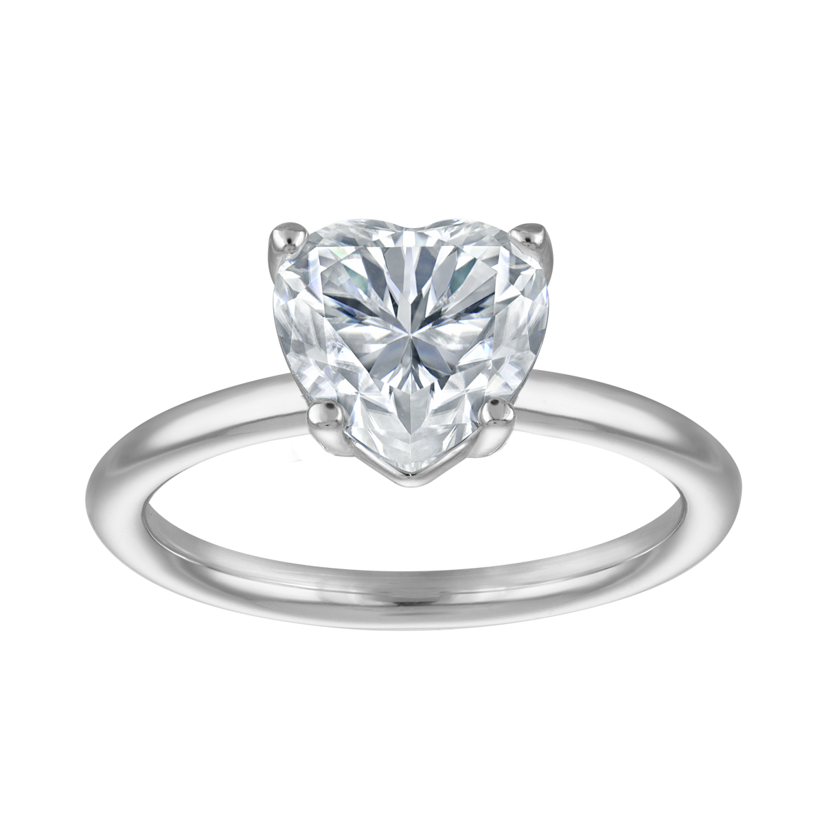 Heart Moissanite Solitaire Ring, 2 ct