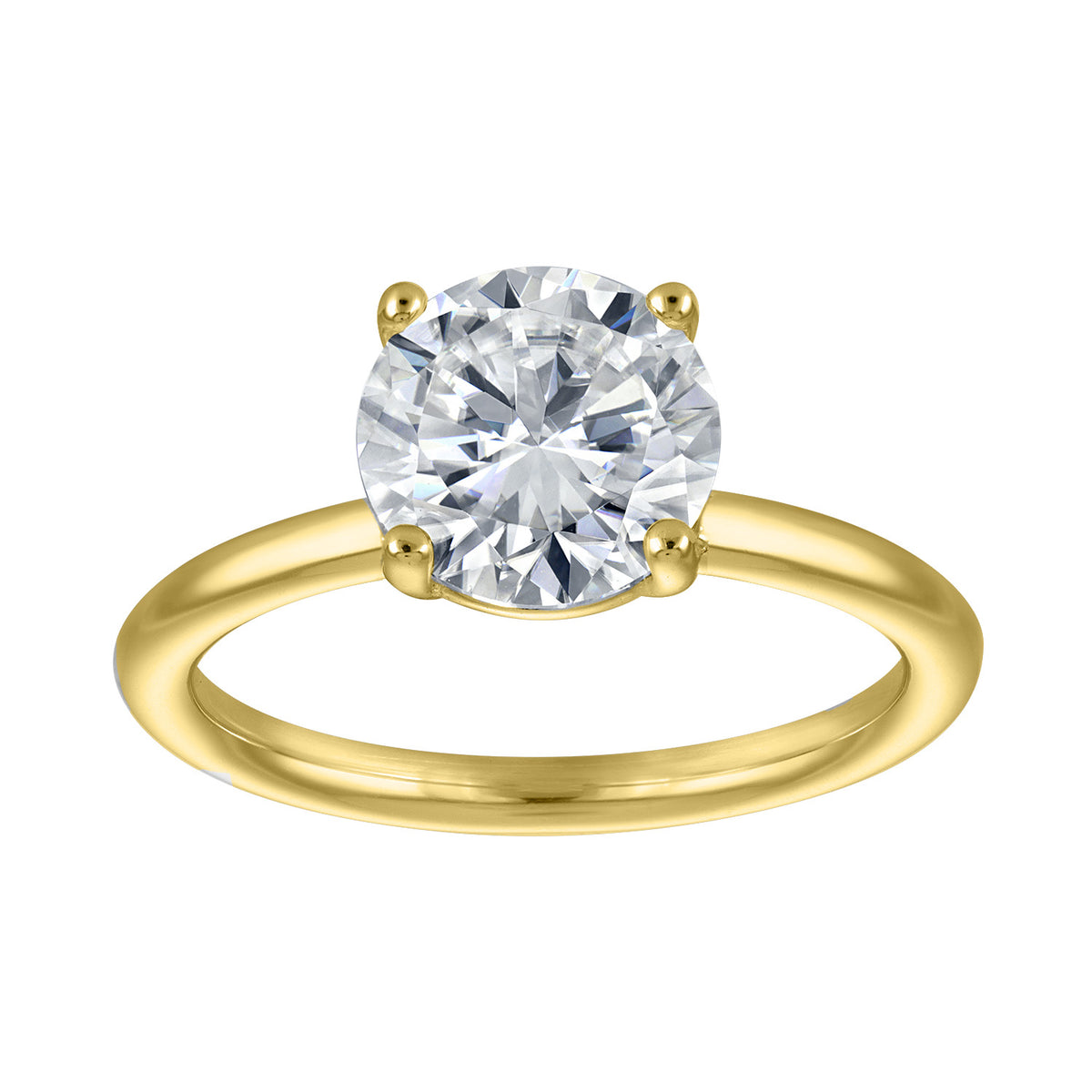 Round Moissanite Solitaire Ring, 2 ct