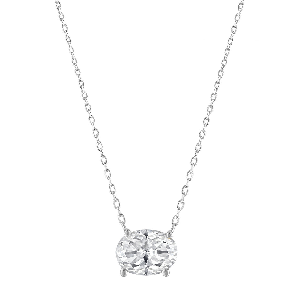 Sideways Oval Moissanite Necklace, 2.5 ct