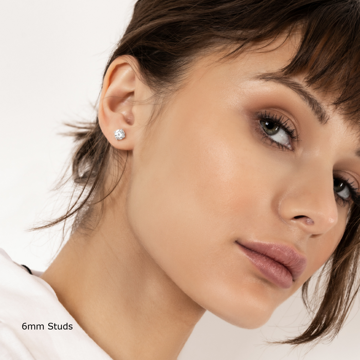 Classic Round Moissanite Studs, Basket Setting