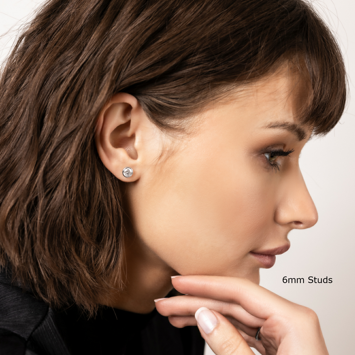 Bezel-Set Round Moissanite Studs