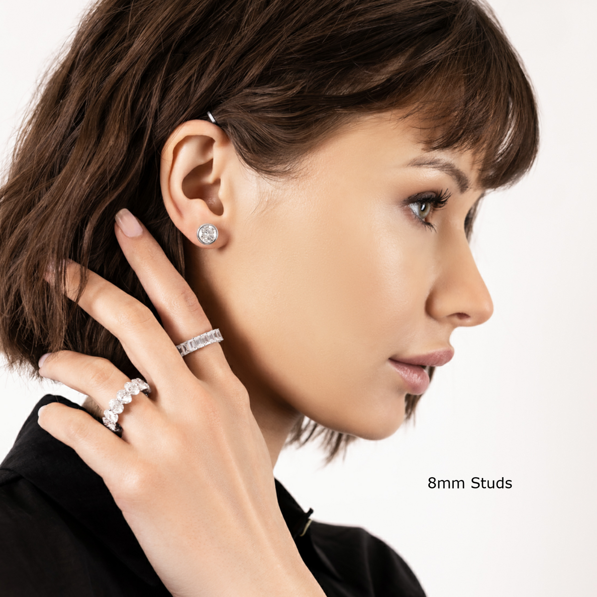 Bezel-Set Round Moissanite Studs
